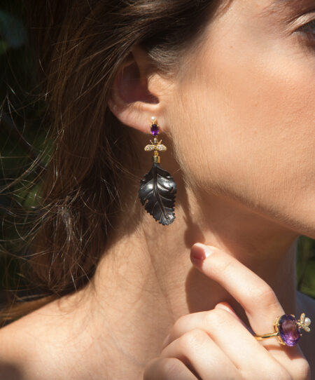 Shine Bee to Leaf Earring