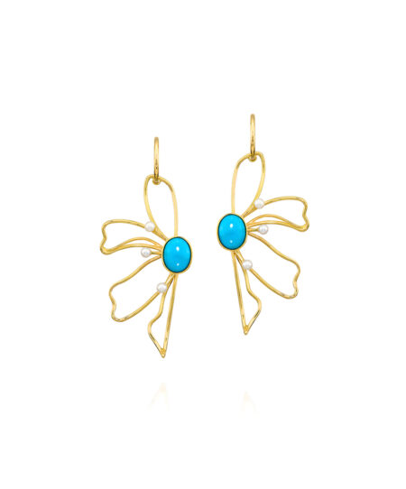 Twin Flowers Turquoise Earring