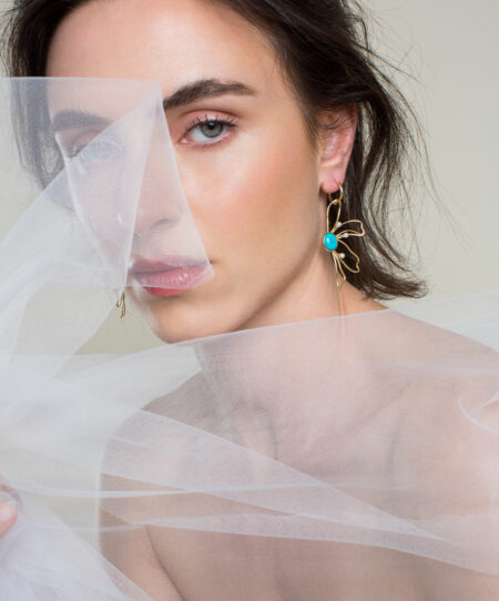 Twin Flowers Turquoise Earring