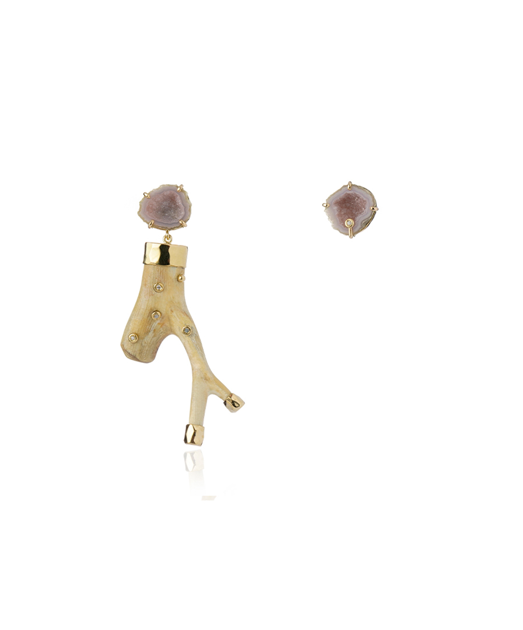 Alaska Fossil Coral and Geode Earring