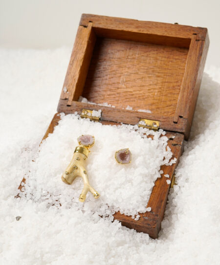 Alaska Fossil Coral and Geode Earring