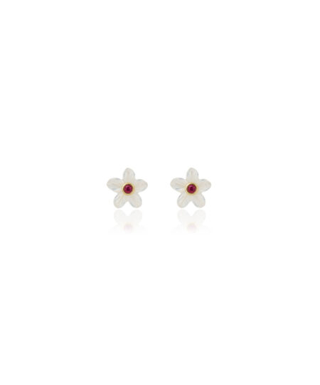 Earring Little Flower Ruby
