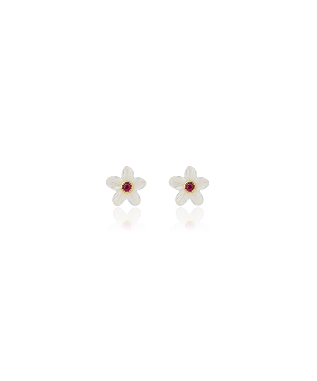 Earring Little Flower Ruby
