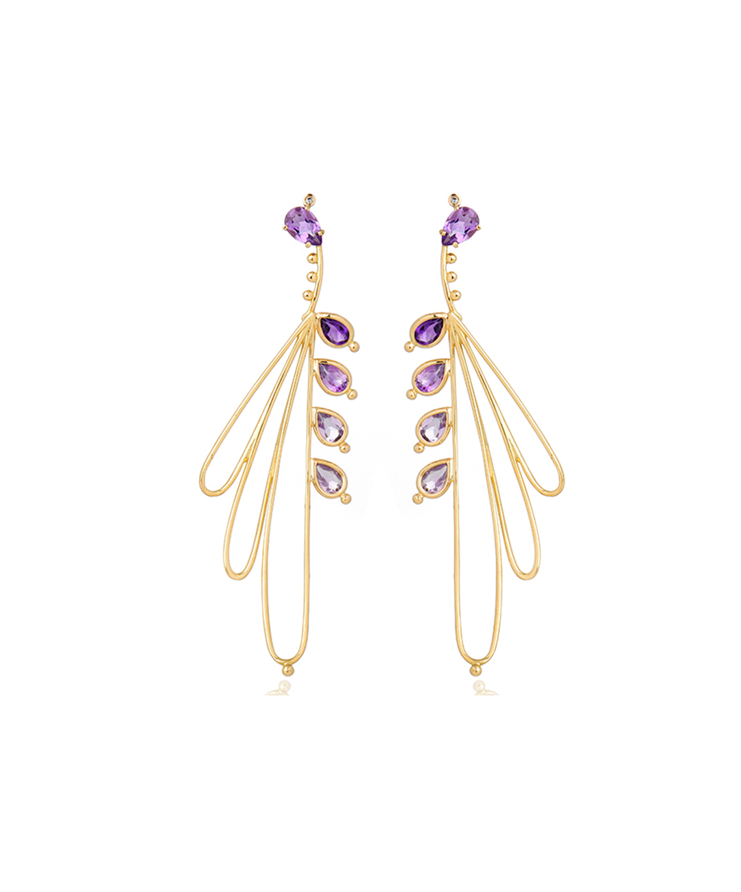 Long Bunch Purple Earring